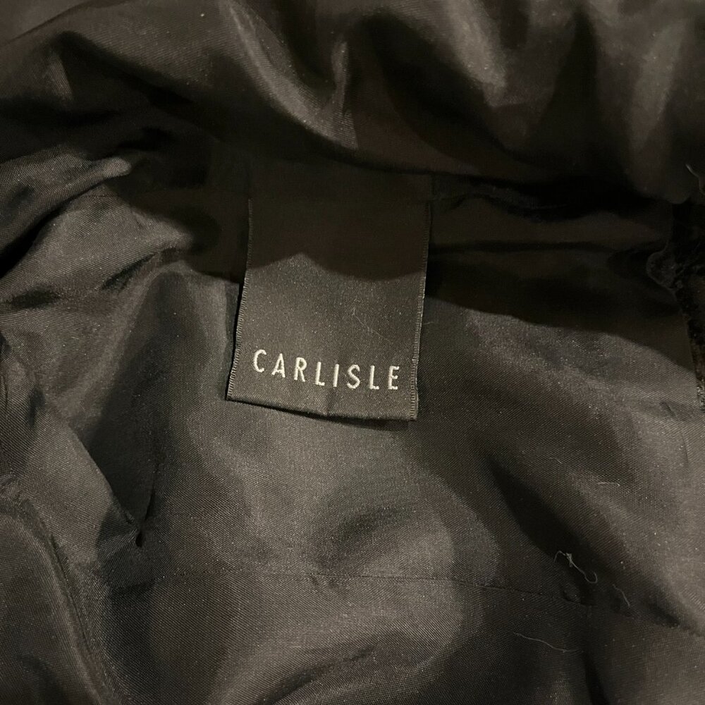 Carlisle Black Brocade Moto Zip Front Jacket Size 4 / UK 6 - Picture 5 of 8